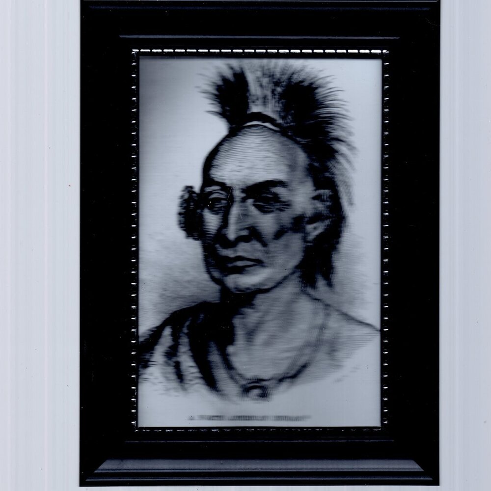 Framed Photo Reproduction of Line Portrait North American Indian